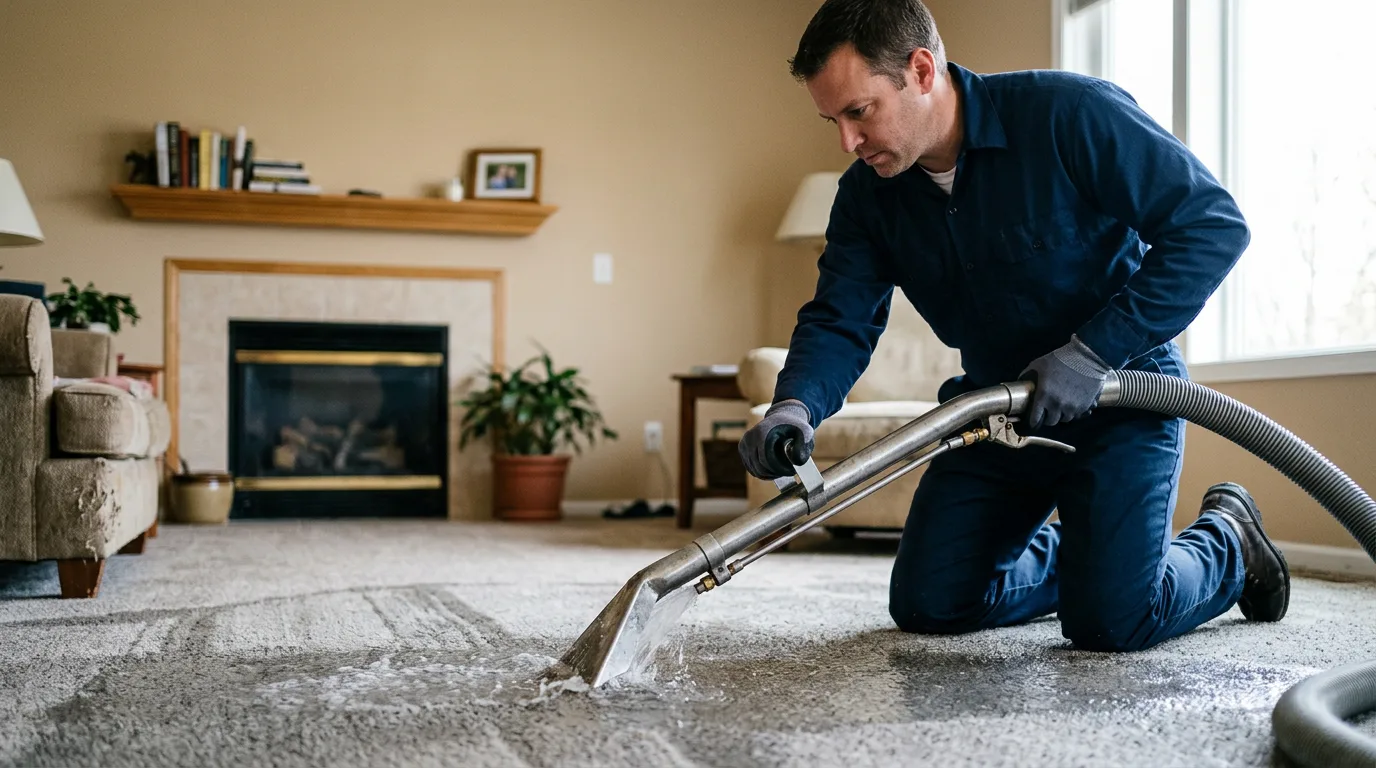 Water damage restoration technician working near Salisbury, MO